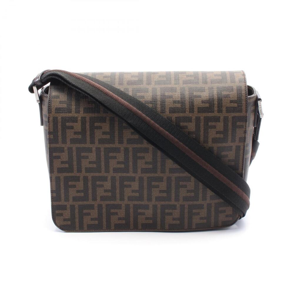 Fendi Zucca Shoulder Bag Canvas Leather Brown